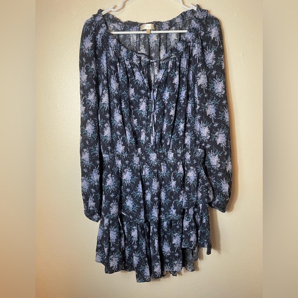 LOVESHACKFANCY Popover Floral Print Mini Blouson Dress Size L - Picture 5 of 9